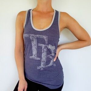 Majestic Tampa Bay Rays blue cotton blend logo print racerback top size small